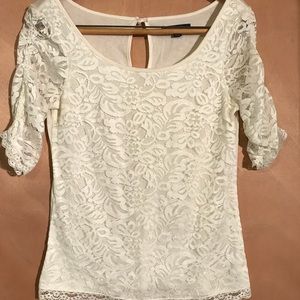 white lace shirt